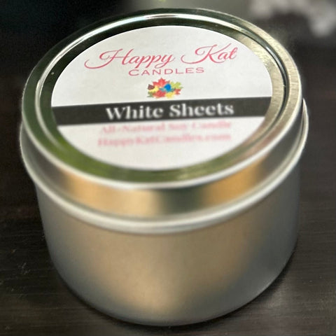 4oz. Travel Tin- White Sheets - Happy Kat Candles & Gifts