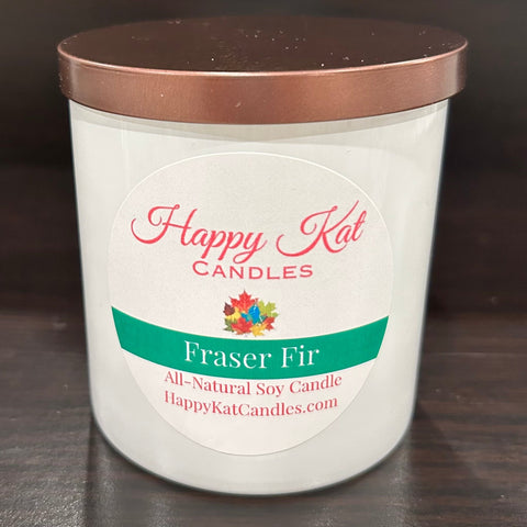 All-Natural Soy Candle- Fraser Fir 8oz. White Tumbler - Happy Kat Candles & Gifts