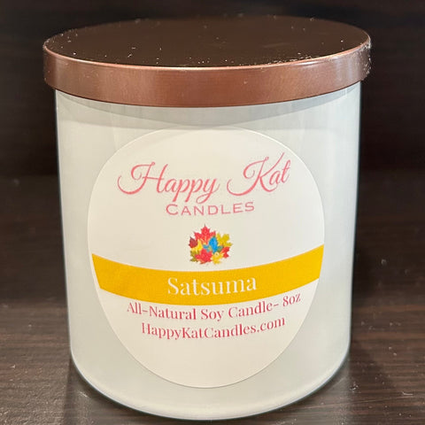 All-Natural Soy Candle- Satsuma 8oz. White Tumbler - Happy Kat Candles & Gifts