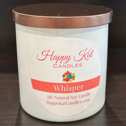All-Natural Soy Candle- Whisper 8oz. White Tumbler - Happy Kat Candles & Gifts