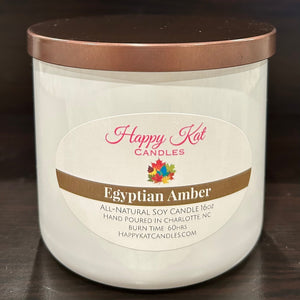 All-Natural Soy Double Wick Candle- Egyptian Amber 16oz. - Happy Kat Candles & Gifts