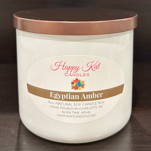 All-Natural Soy Double Wick Candle- Egyptian Amber 16oz. - Happy Kat Candles & Gifts