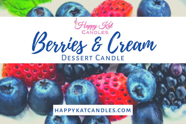 DESSERT JAR CANDLE- Berries & Cream 16oz. - Happy Kat Candles & Gifts