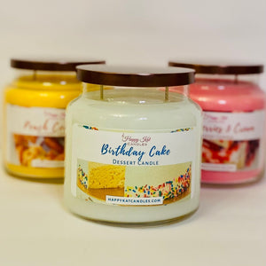 DESSERT JAR CANDLE- Birthday Cake 16oz. - Happy Kat Candles & Gifts