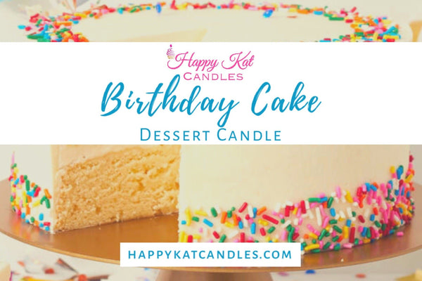 DESSERT JAR CANDLE- Birthday Cake 16oz. - Happy Kat Candles & Gifts