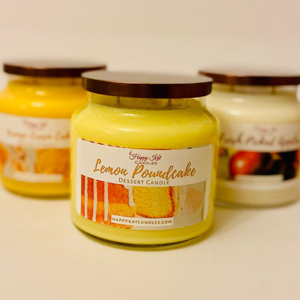 DESSERT JAR CANDLE- Lemon Poundcake 16oz. - Happy Kat Candles & Gifts