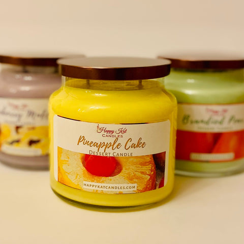 DESSERT JAR CANDLE- Pineapple Cake 16oz. - Happy Kat Candles & Gifts
