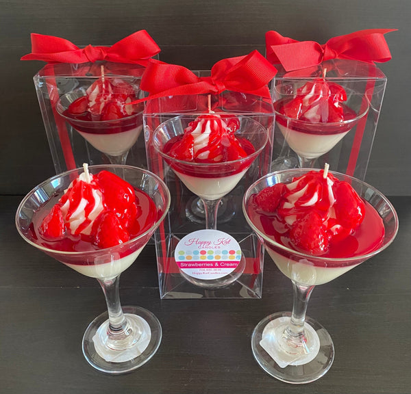 Strawberries & Cream (Glass may vary due to supply chain shortages) - Happy Kat Candles & Gifts
