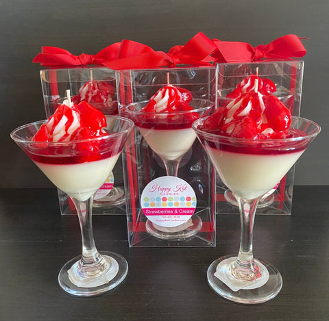 Strawberries & Cream (Glass may vary due to supply chain shortages) - Happy Kat Candles & Gifts
