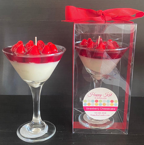 Strawberry Cheesecake (Glass may vary due to supply chain shortages) - Happy Kat Candles & Gifts